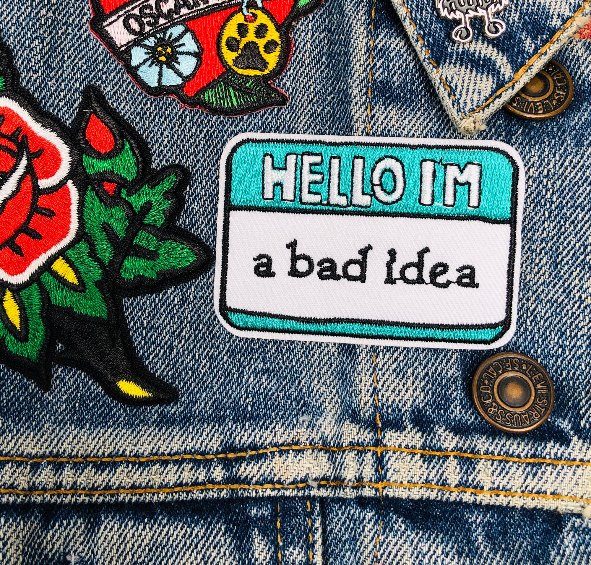 Hello I'm a bad idea embroidered patch , cute patch for dogs