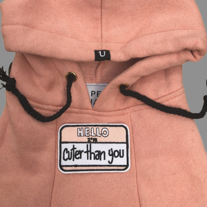 Hello I'm cuter than you patch for dog hoodie