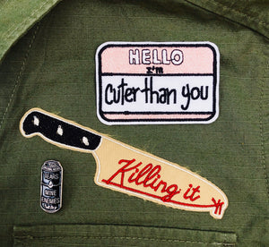 Hello I'm cuter than you name patch for jackets