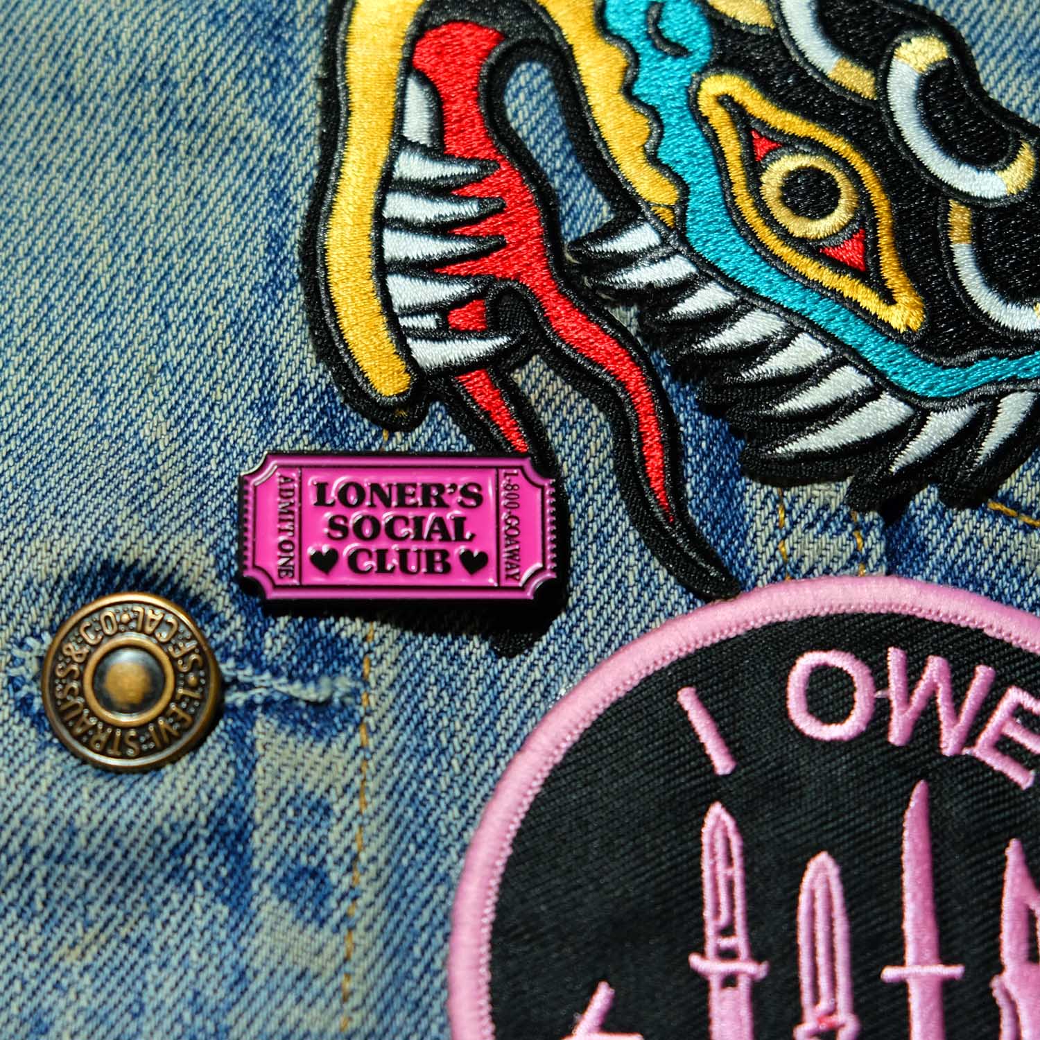 loners social club, enamel pin