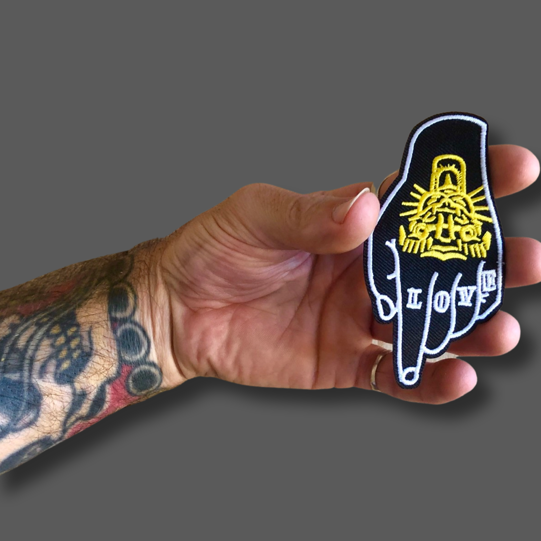 love tattoo patch, tattoo patch, hand patch, love dog patch