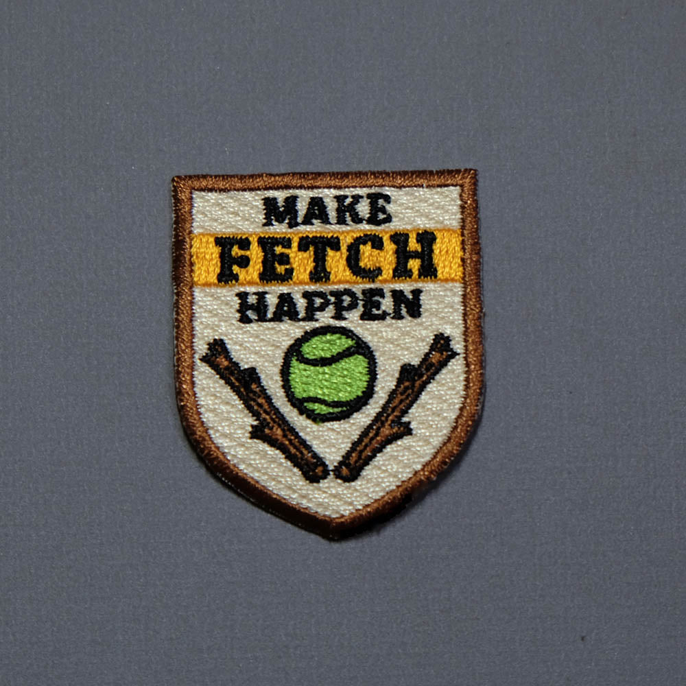 make fetch happen patch, funny dog patch, dog patch, denim dog vest patch