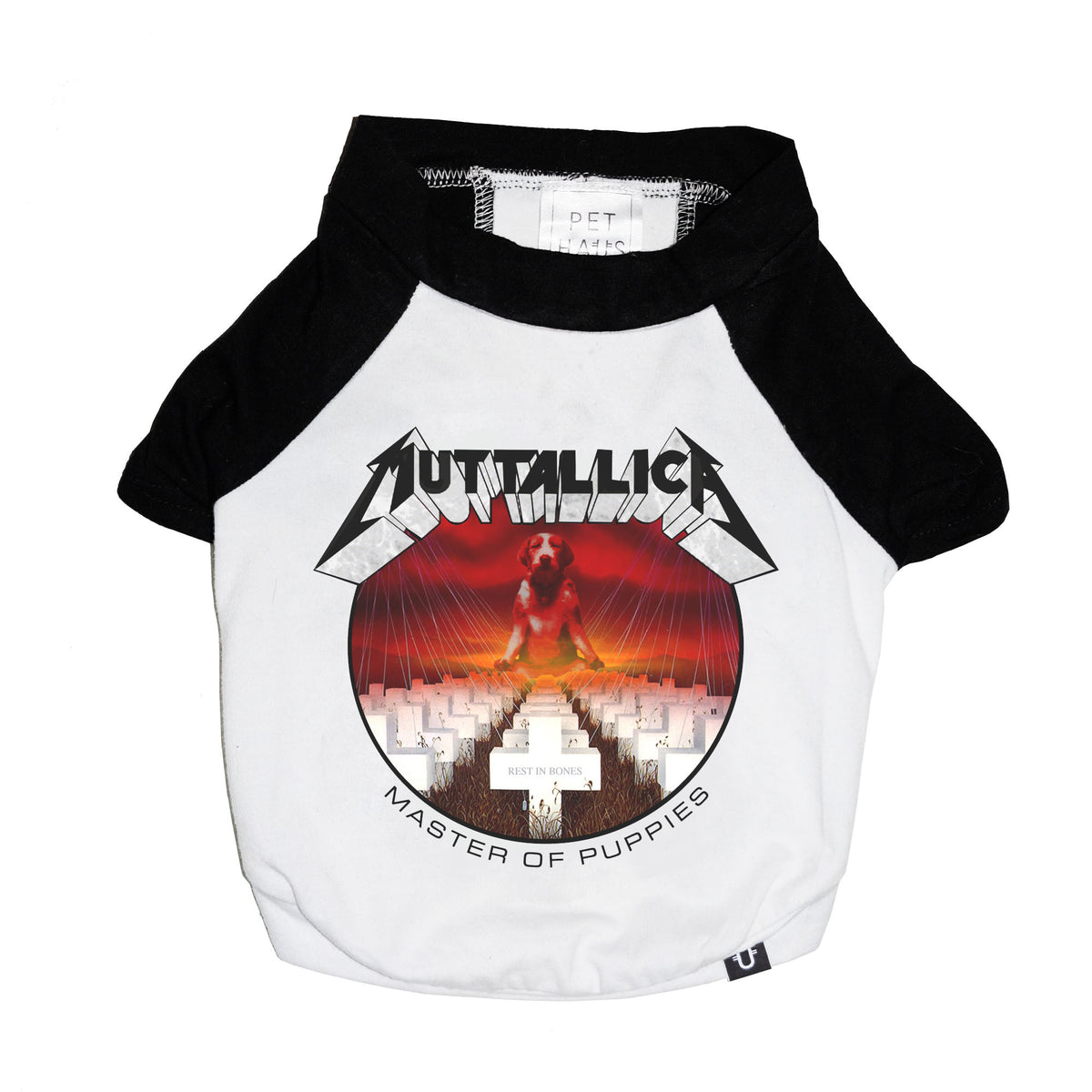 muttallica dog tee, heavy metal dog clothing, metallica dog tee