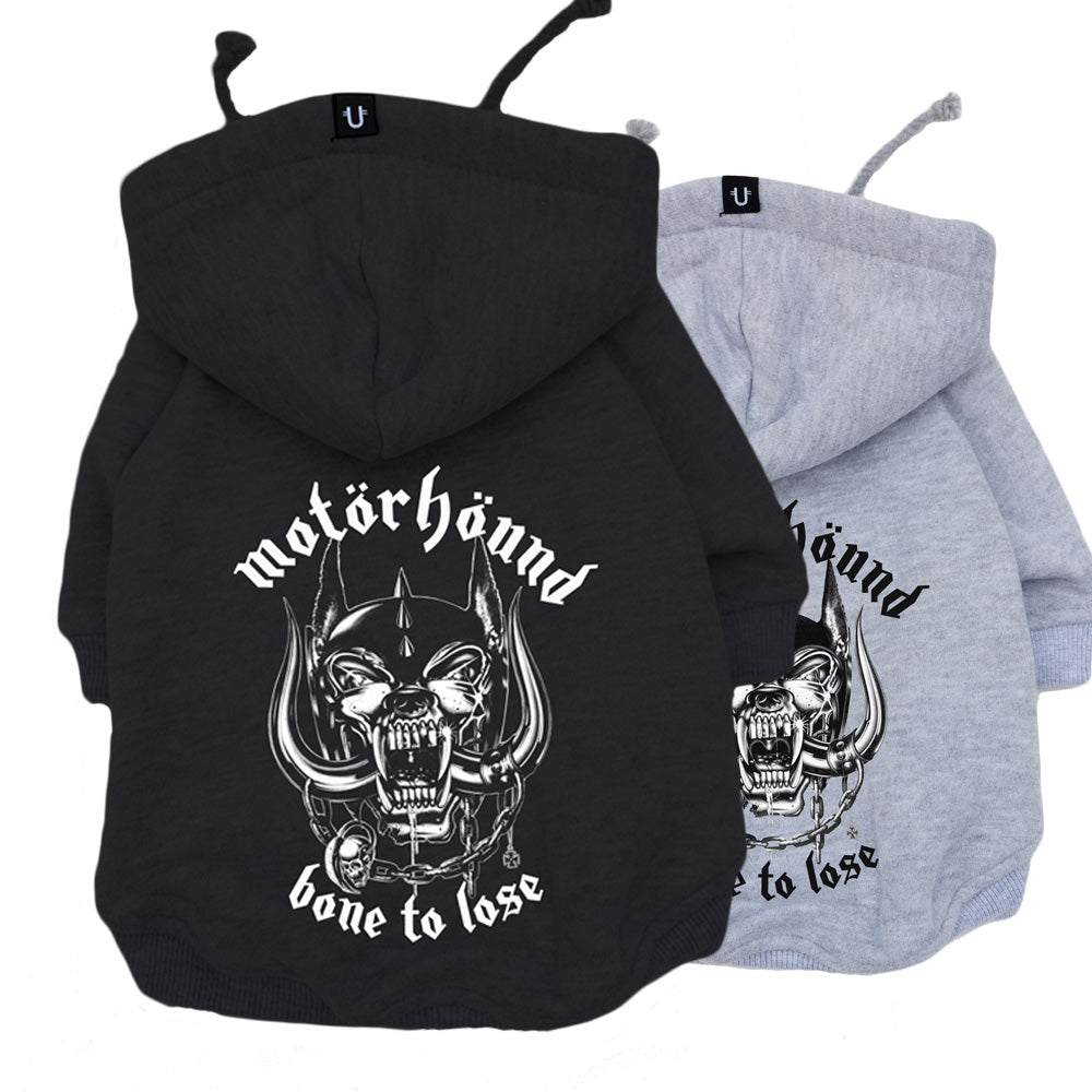 Motorhound dog hoodie, heavy metal dog hoodie, dog coat Australia, Rock dog clothing