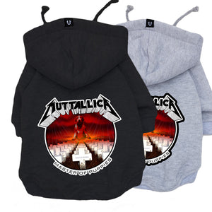 Dog hoodie, rock dog clothing, heavy metal dog clothing, muttallica dog hoodie by Pethaus Australia