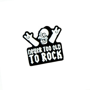 Never to old to rock pin, Homer simpson pin, simpsons enamel pin, rock pin