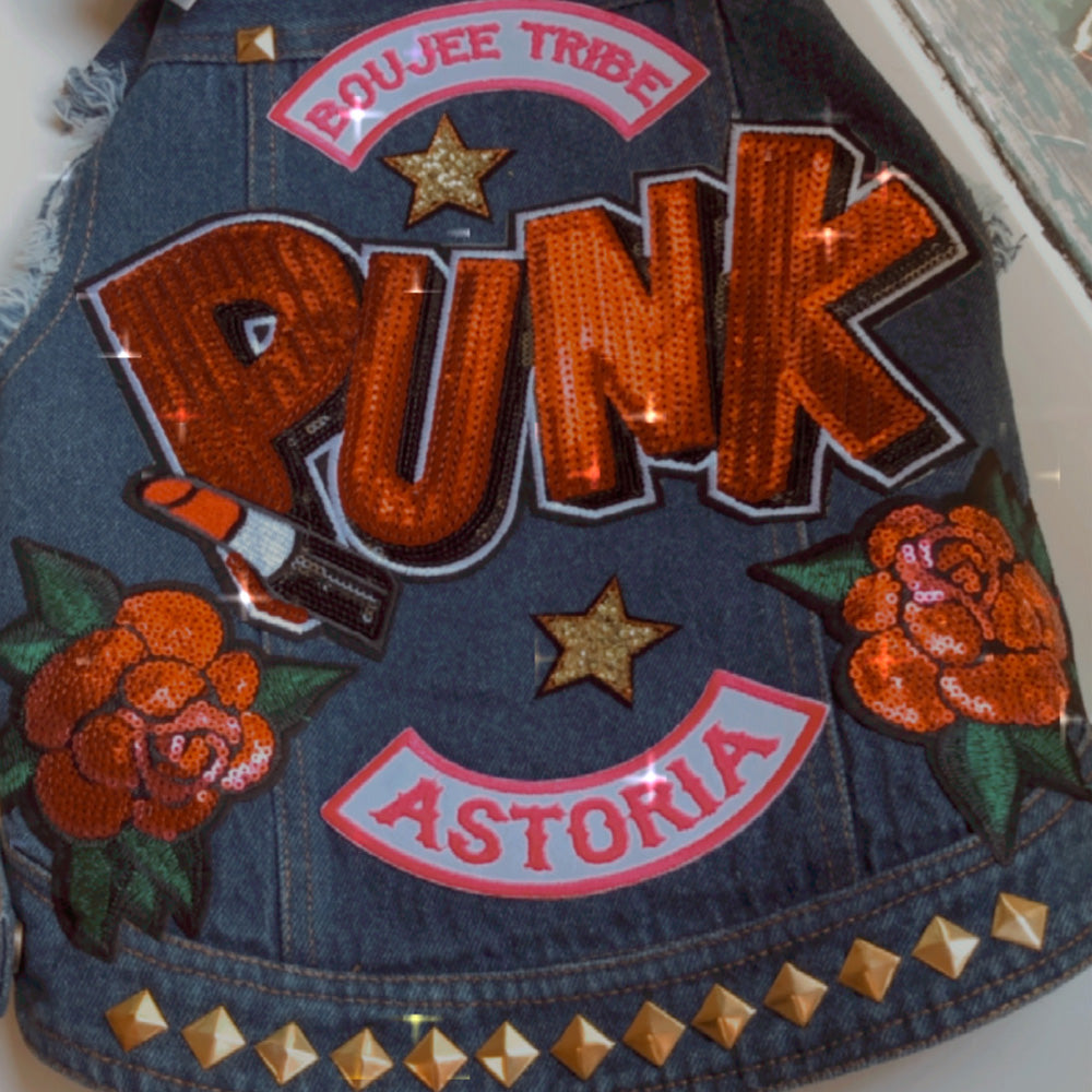 punk patch, sequin punk patch, glam punk, back patch, dog vest patch