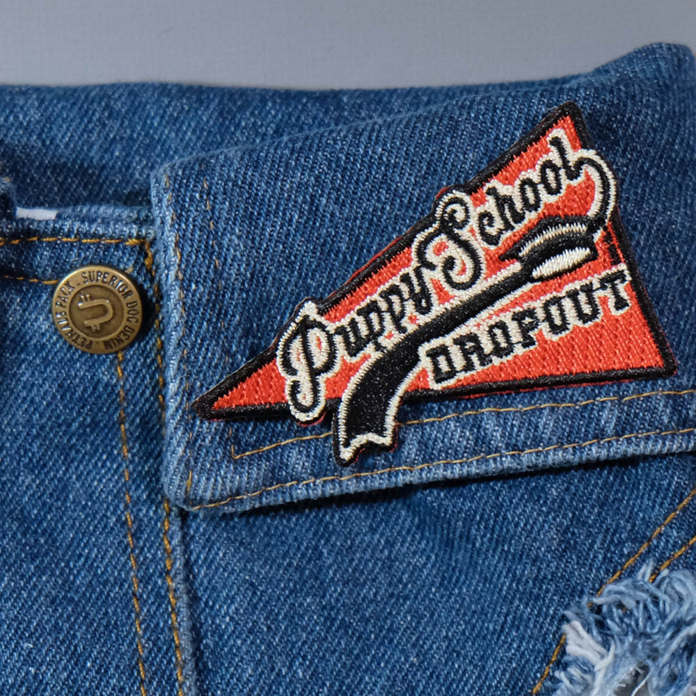 puppy school dropout patch, funny dog patch, dog merit patch, dog patch by Pethaus