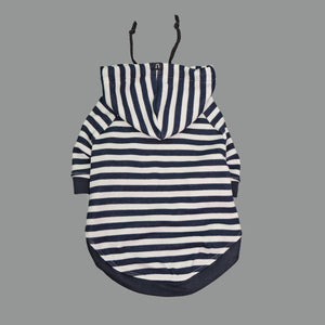 Navy and white stripe dog hoodie, striped dog hoodie by Pethaus