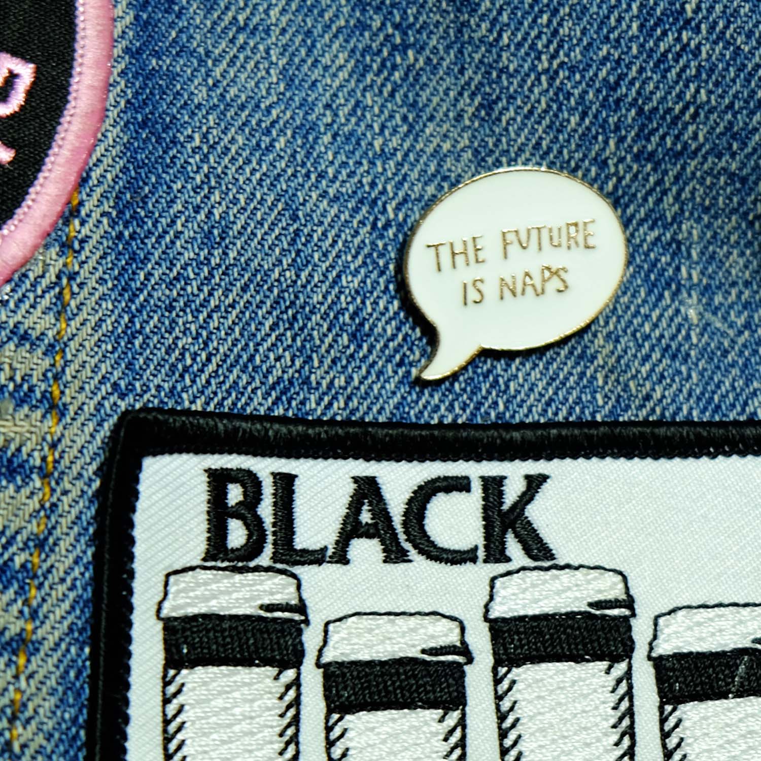 the future is naps, enamel pin, dog gift,