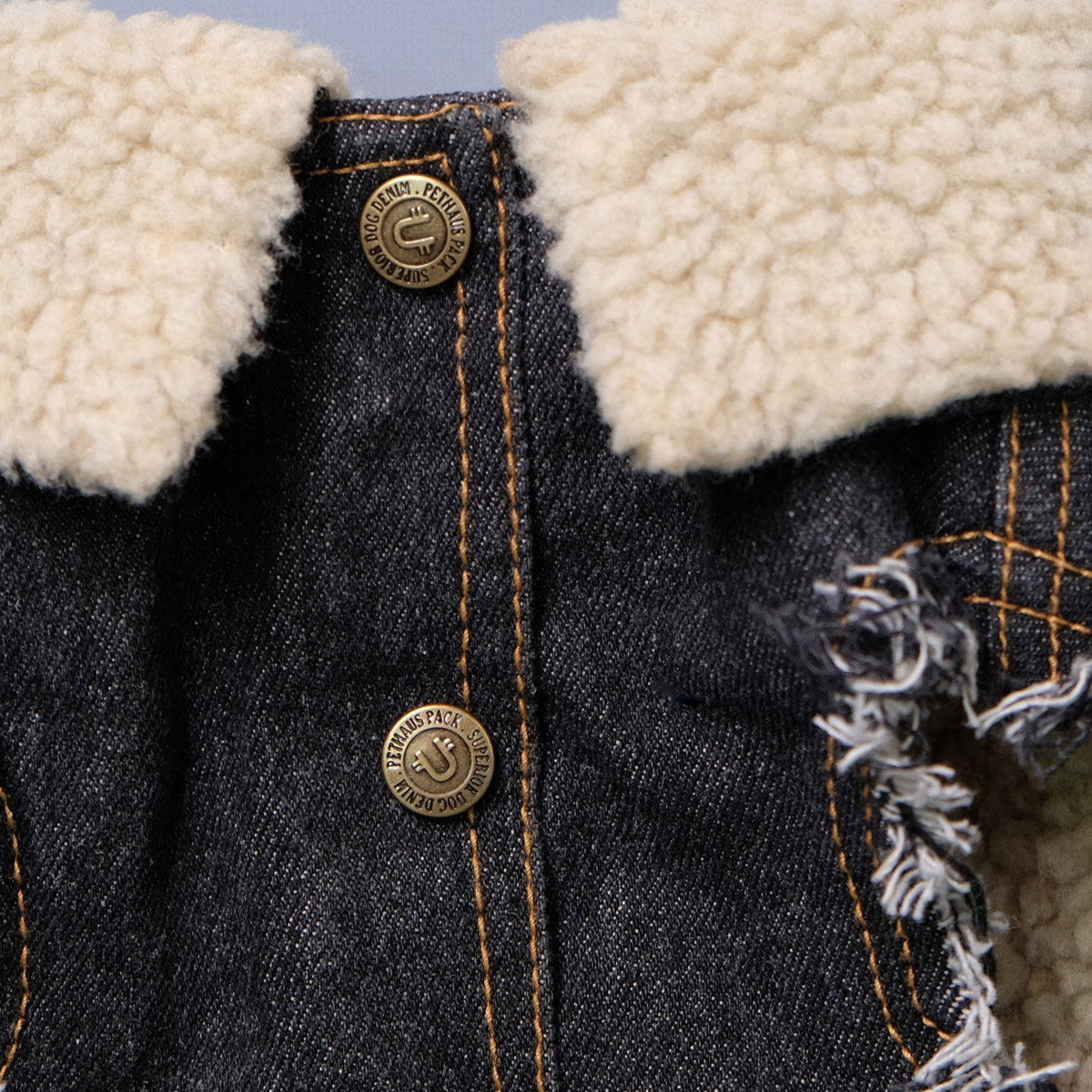 Sherpa Lined Black Denim Dog Vest