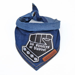 Denim dog bandana with patches No squares or hippies