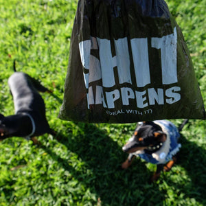 biodegradable dog waste bags, dog poop bags, shit happens, shit happens dog poop bags, Eco friendly dog waste bags, eco friendly dog poop bags, dog waste bags Australia, Dog poop bags Australia, funny dog gift