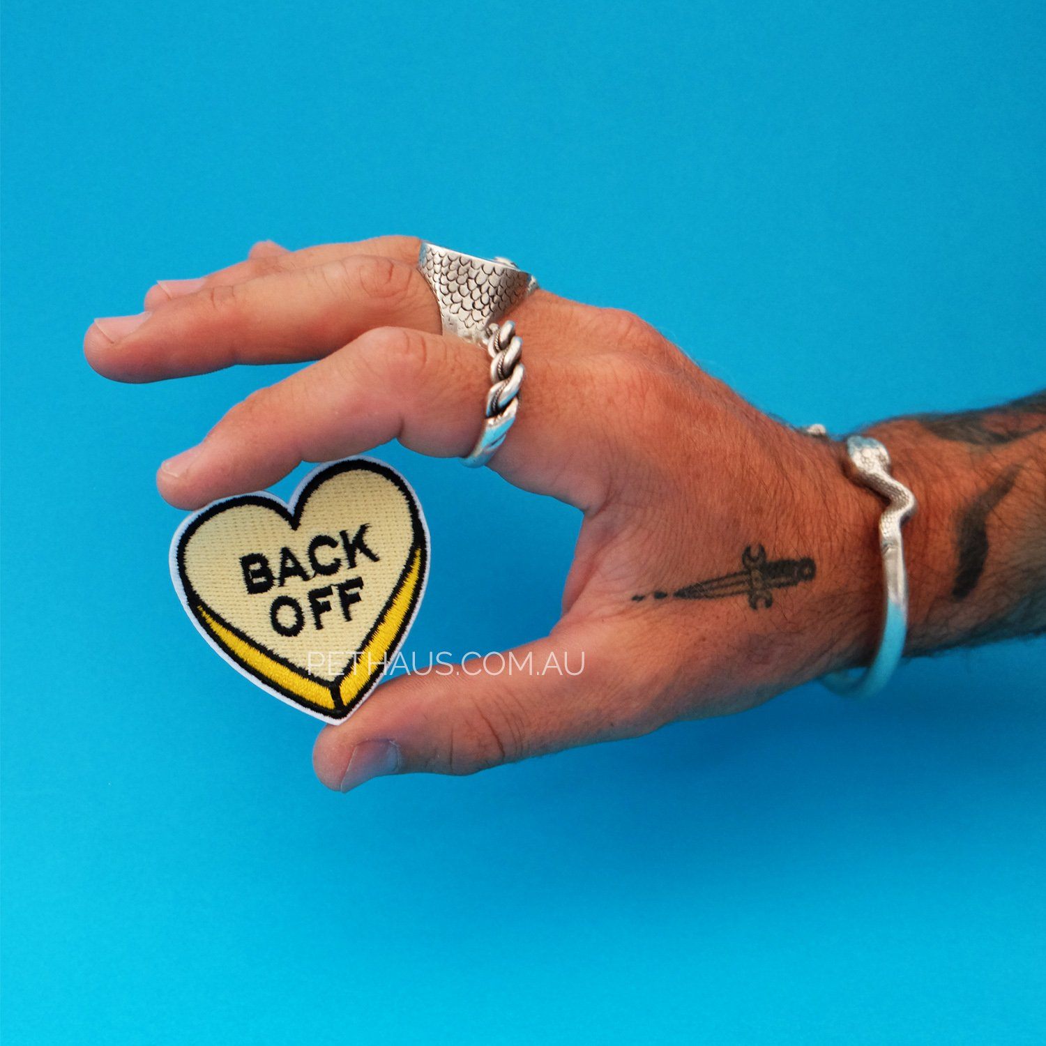 Back off heart patch, yellow heart patch