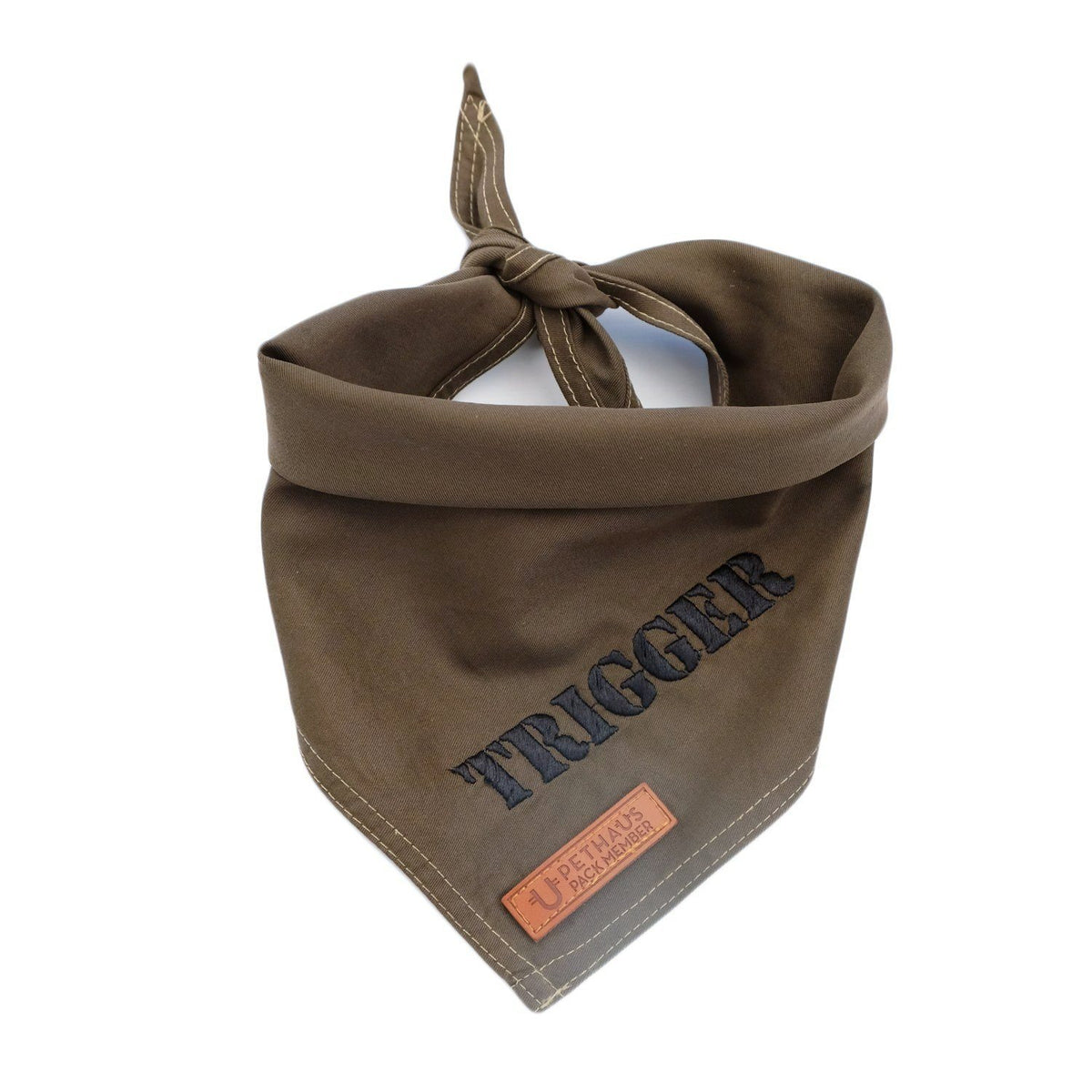 Personalised Dog Bandana, Army green dog bandana, khaki dog bandana, dog bandana with patches, dog patches, service dog