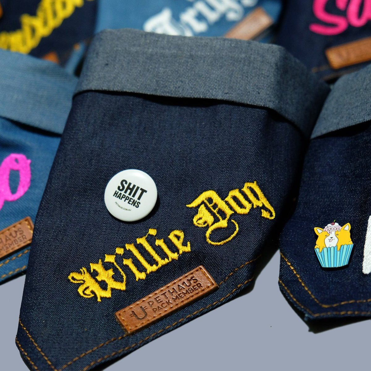 personalised dog bandana, denim dog bandana, custom dog bandana, australian dog bandana, designer dog bandana, cool dog bandana, pethaus