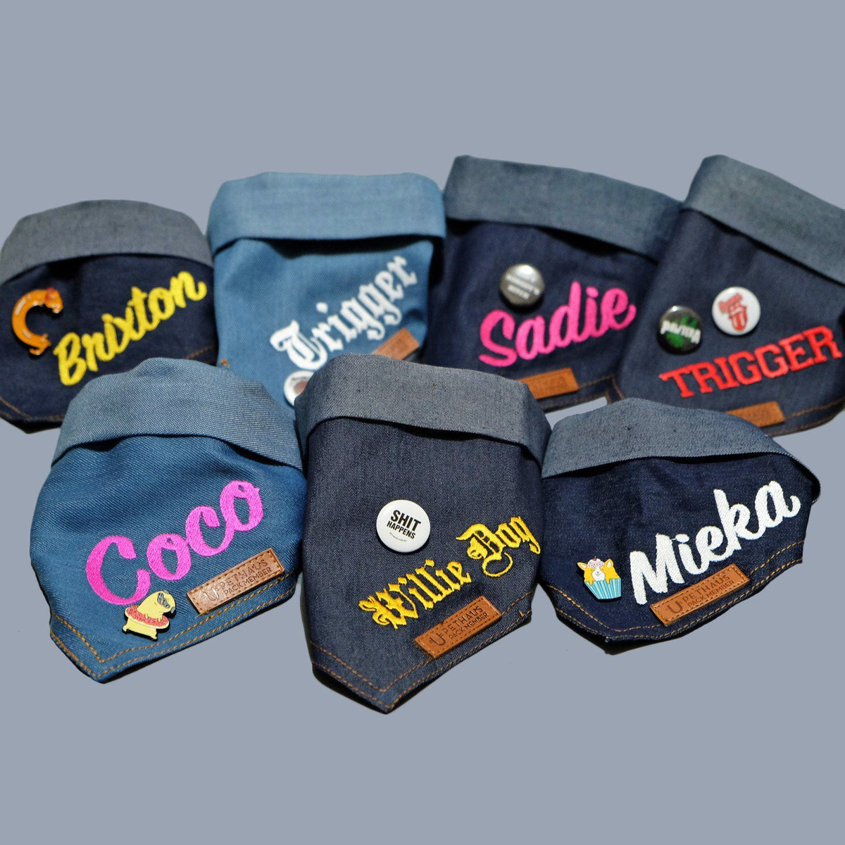 personalised dog bandana, denim dog bandana, custom dog bandana, australian dog bandana, designer dog bandana, cool dog bandana, pethaus