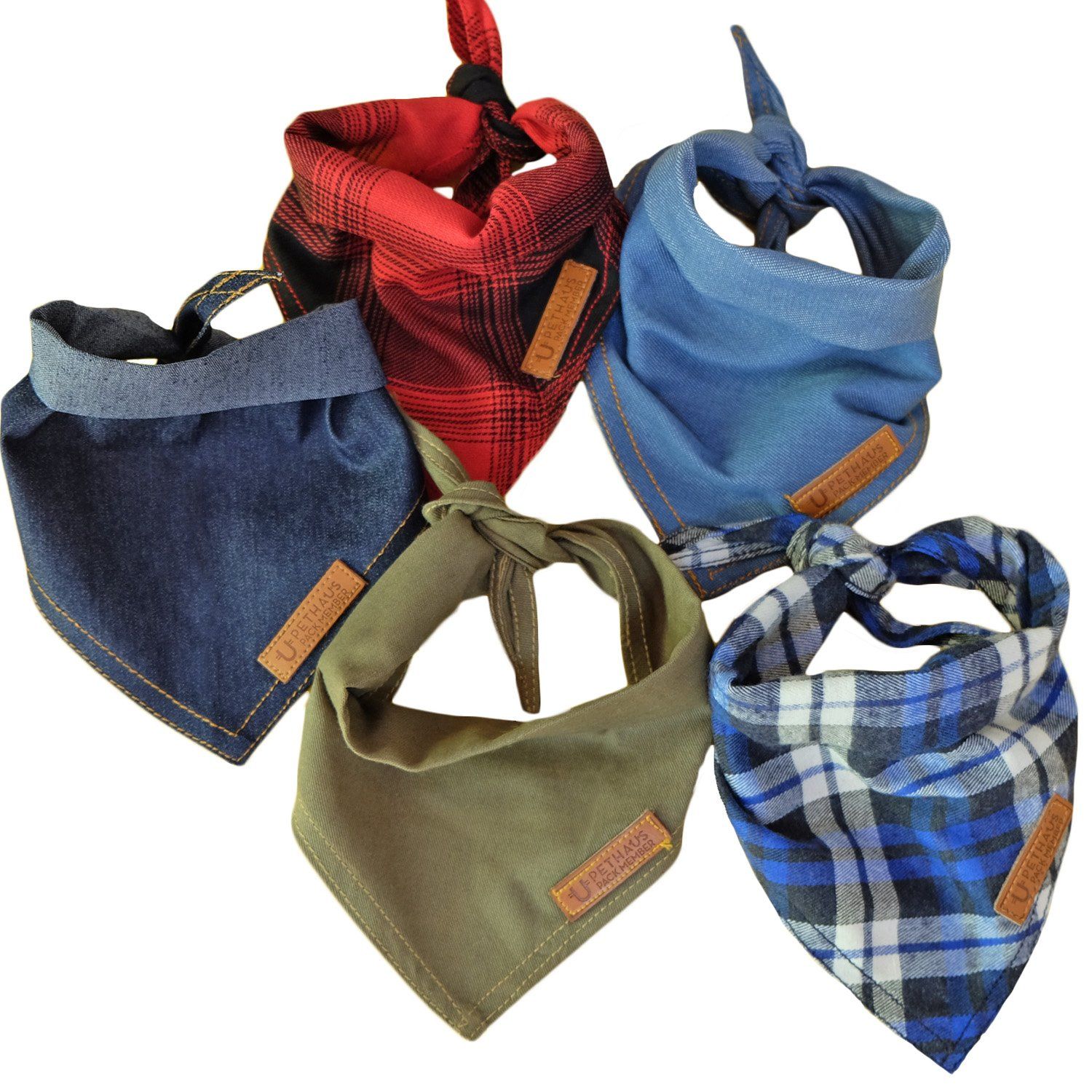 dog bandana, denim dog bandana, plaid dog bandana, check dog bandana, army green dog bandana, dog gift, australia dog bandana