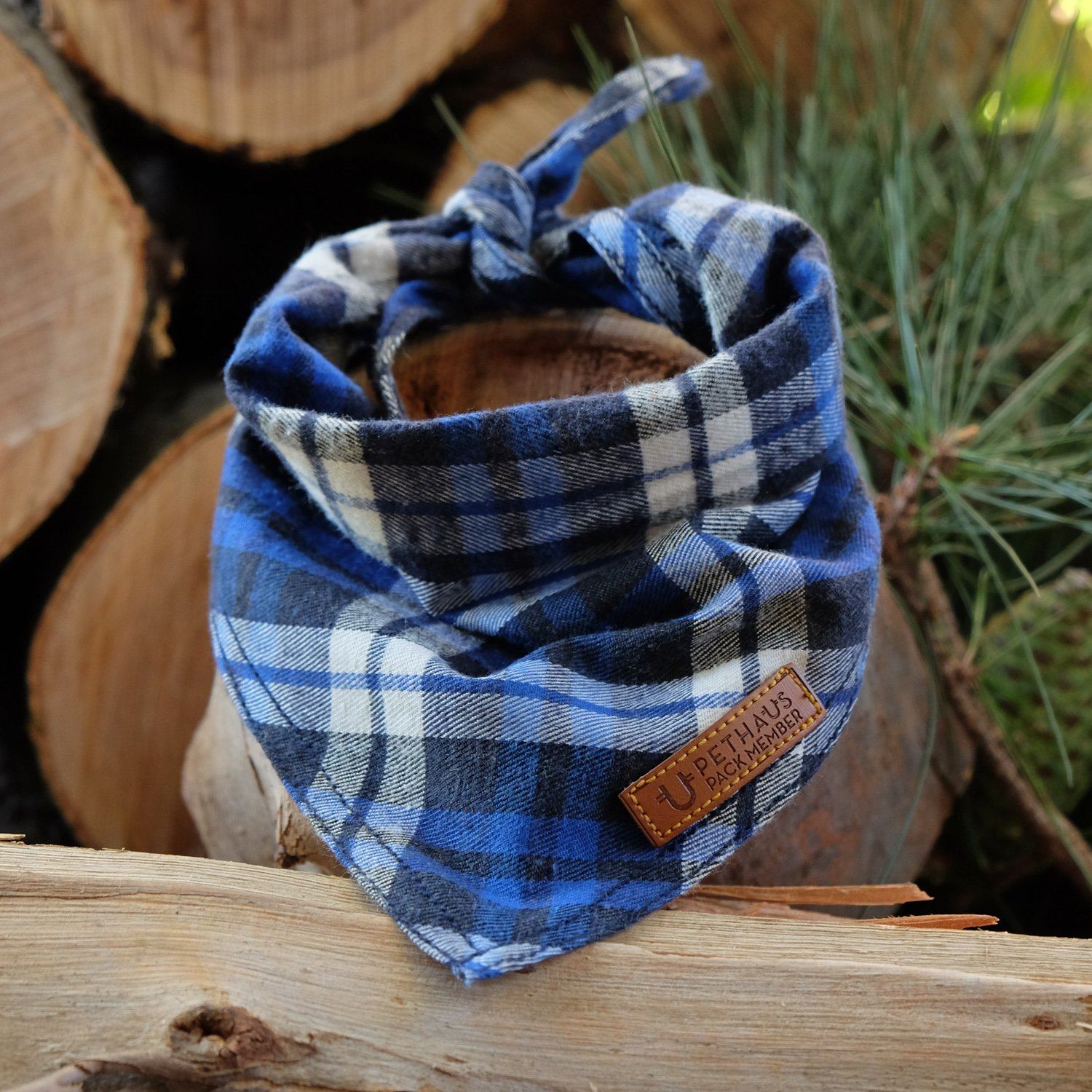 Blue flannel dog bandana, check dog bandana, blue dog bandana, dog gift, check dog bandana, plaid dog bandana, dog bandana australia, pethaus