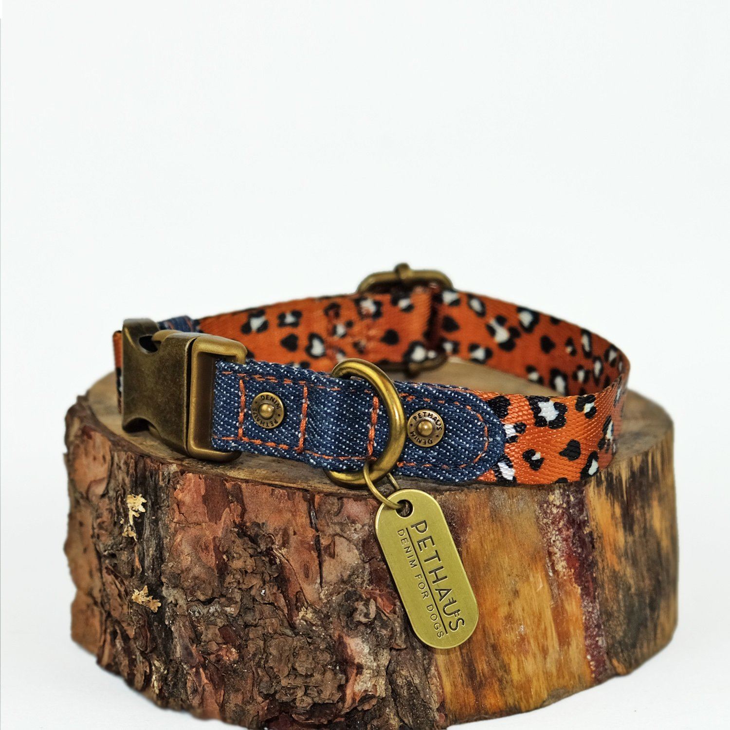 Denim dog collar, leopard print dog collar, quick release dog collar, nylon webbing dog collar, cool dog collar, Australian dog collar, pethaus, english toy terrier