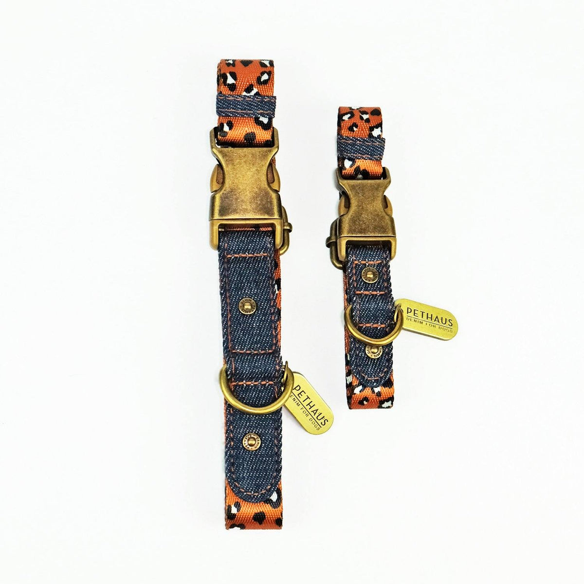 Denim dog collar, leopard print dog collar, quick release dog collar, nylon webbing dog collar, cool dog collar, Australian dog collar, pethaus