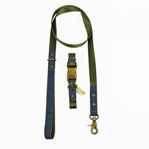 Dog collar, green dog collar, denim dog collar, Olive dog collar, nylon webbing dog collar, quick release dog collar, Pethaus, cool dog collar