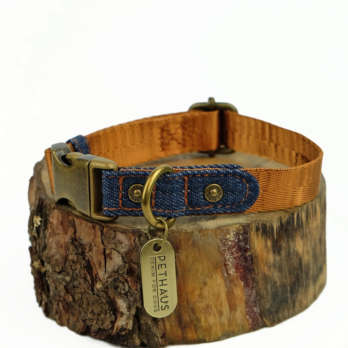 denim dog collar, tan dog collar, quick release dog collar, nylon webbing dog collar, cool dog collar, Pethaus, Australian dog collar