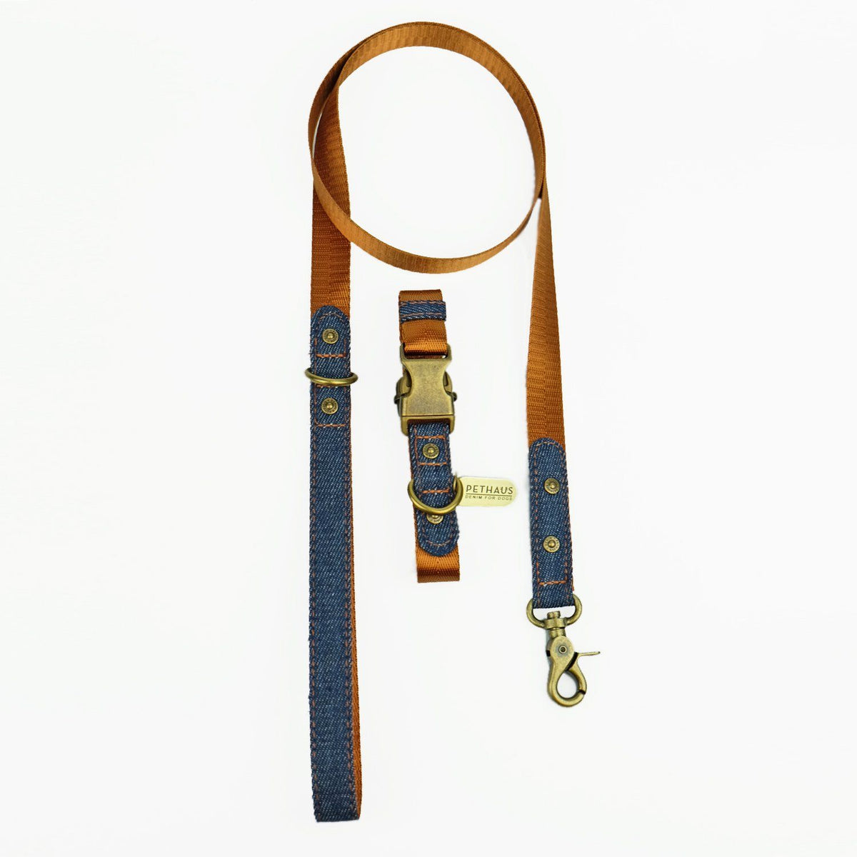 denim dog collar, tan dog collar, quick release dog collar, nylon webbing dog collar, cool dog collar, Pethaus, Australian dog collar, Dog collar and leash set