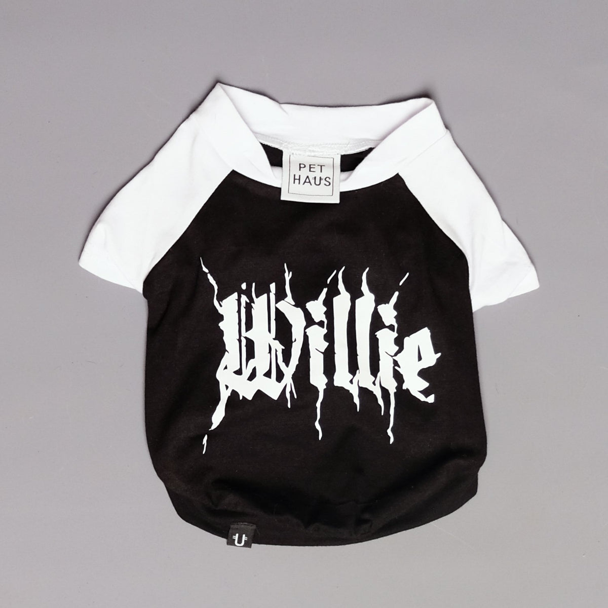 Metal tee for dog, custom dog tee, personalised dog tee, black metal dog tee, heavy metal dog tee, raglan dog tee, 