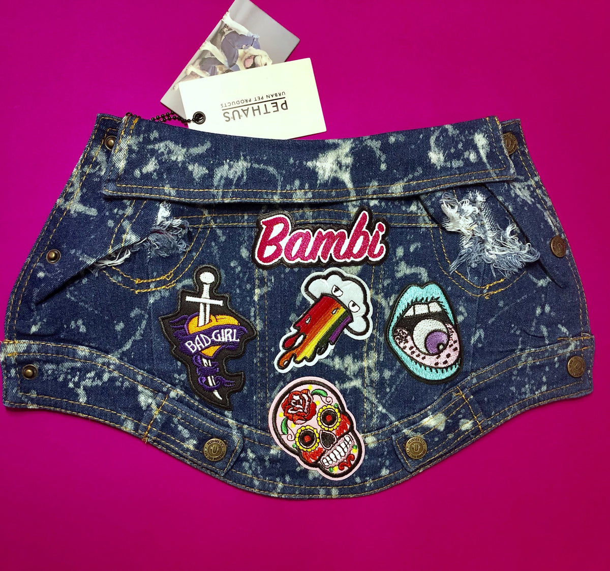 Denim Dog Vest , Dog jacket with patches, Denim dog Jacket