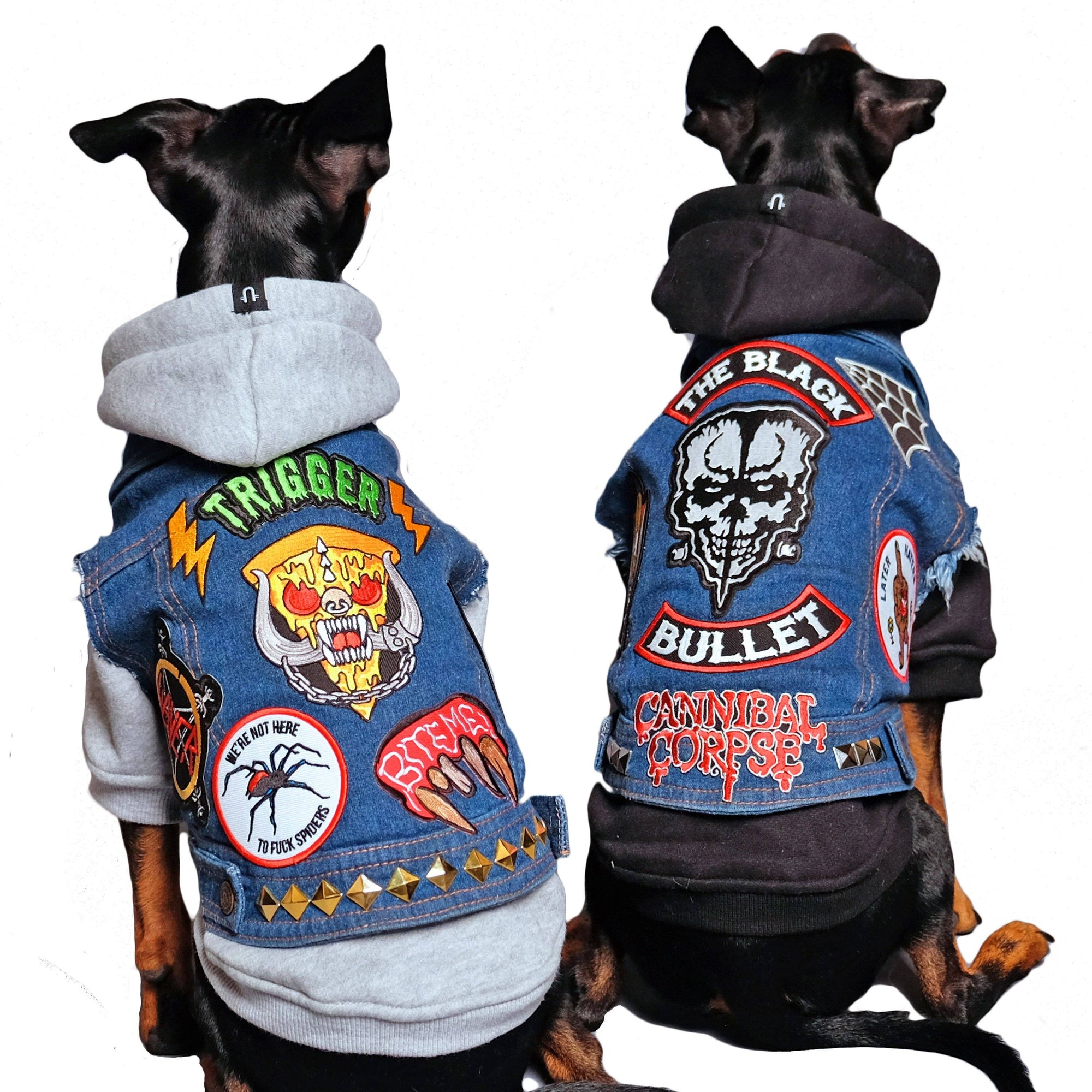 Denim dog vest, denim dog jacket, heavy metal dog clothing, Dog coat, Dog denim
