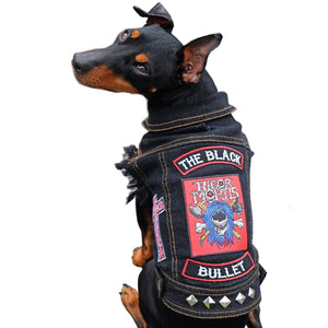denim dog vest, battle jacket for dog, custom dog vest