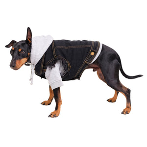 Black denim dog vest by Pethaus