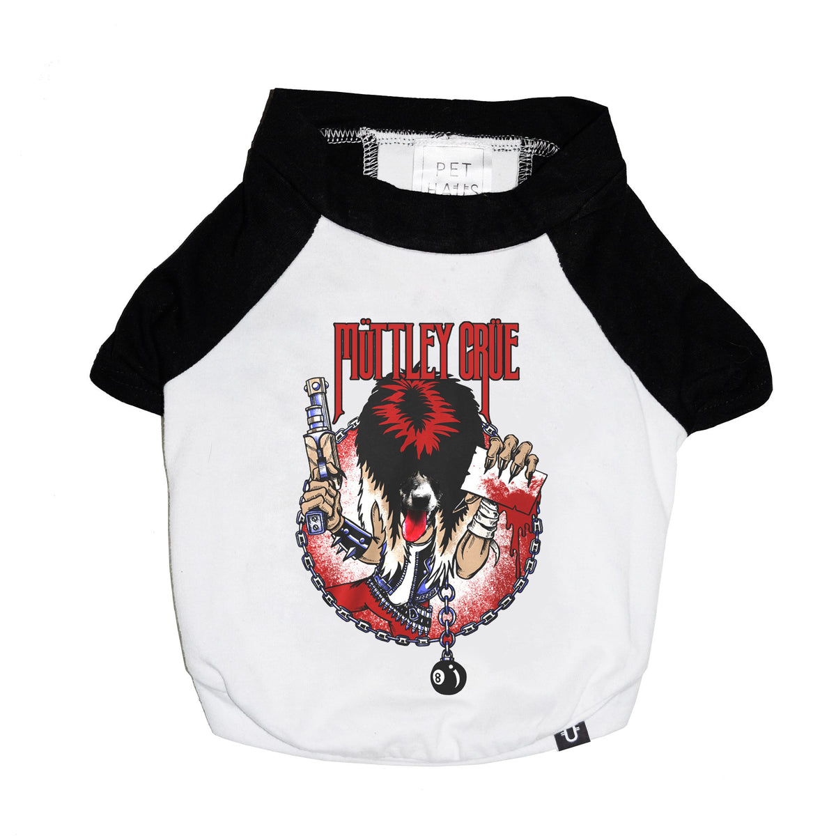 Metal band tee for dogs, Dog tee, raglan dog tee, cool dog tee