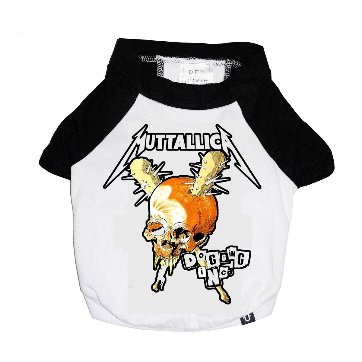 Metal band tee for dogs, Metallica dog tee, raglan dog tee