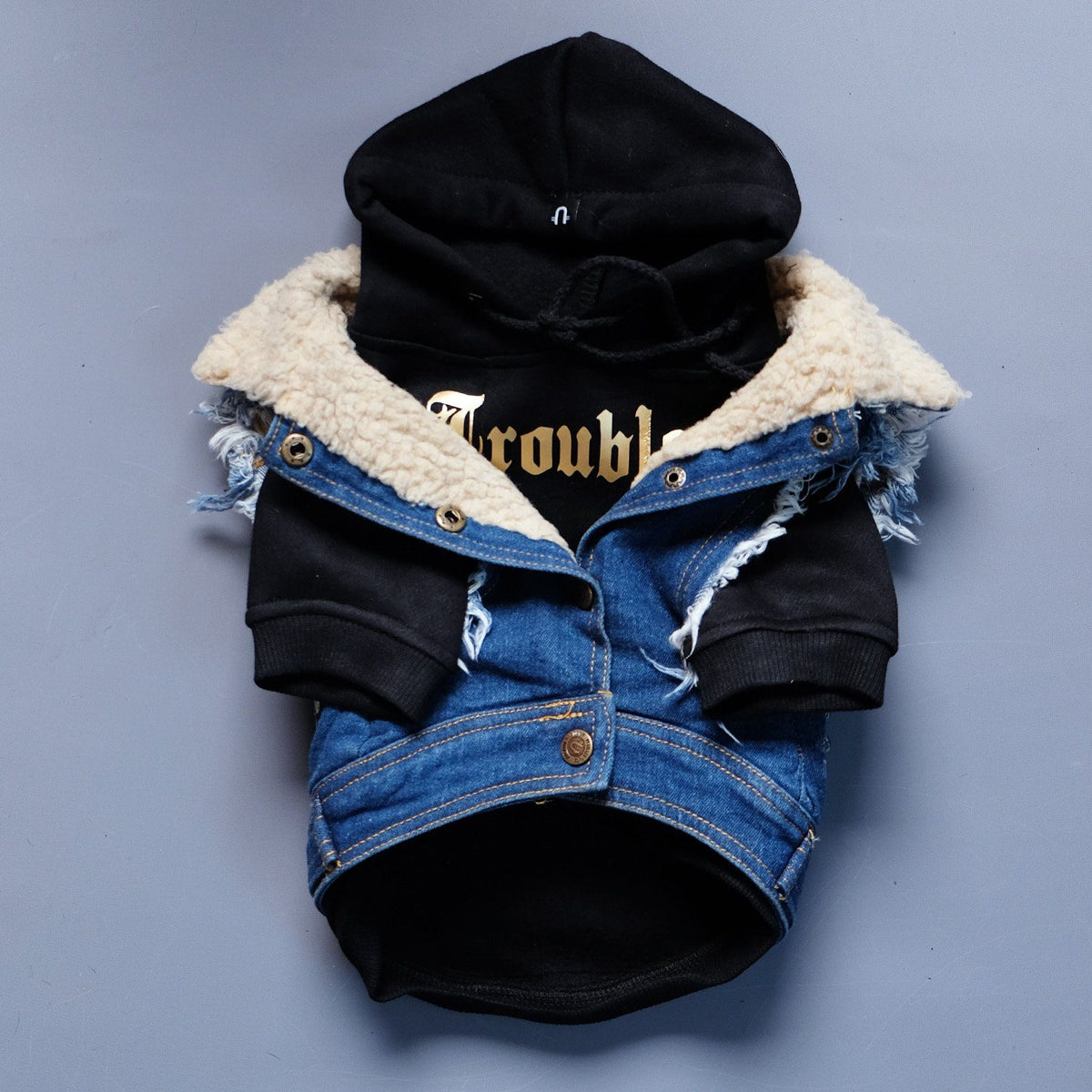 Dog hoodie, dog sweatshirt, dog coat, Personalised dog hoodie, Denim Dog Vest, Personalised dog sweatshirt, Gangsta Yapper, Pethaus