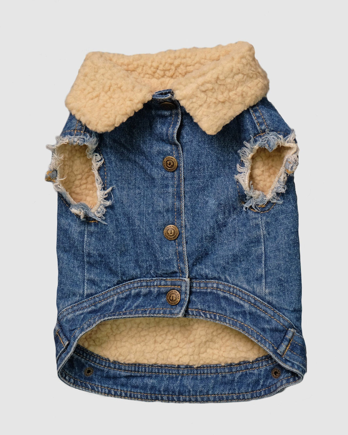 Layer Up! - Sherpa Denim dog vest + Dog Hoodie Set