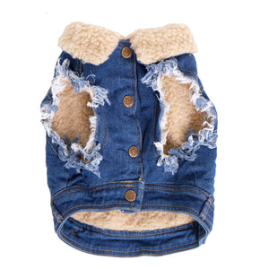 sherpa lined denim dog vest