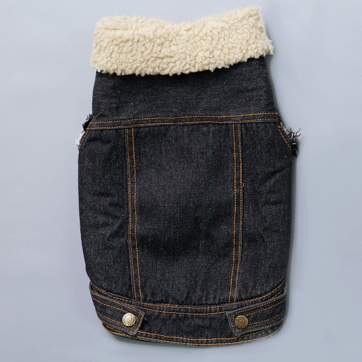 Sherpa Lined Black Denim Dog Vest