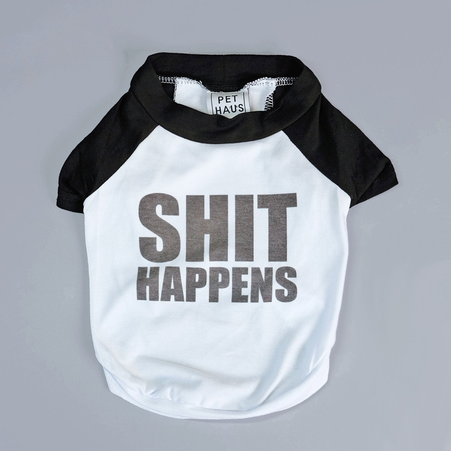 Dog tee, funny dog tee, raglan dog tee, shit happens dog tee, gift for dog, pethaus