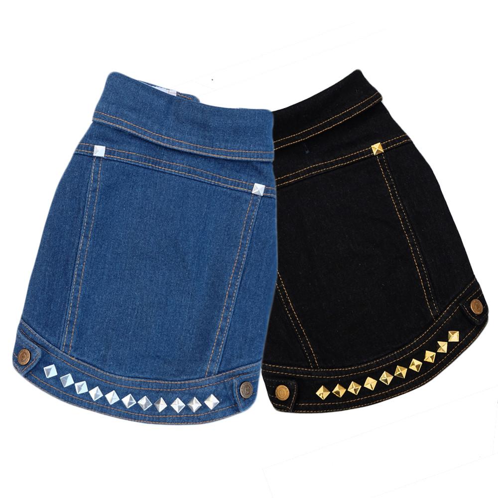 Studded denim dog vest