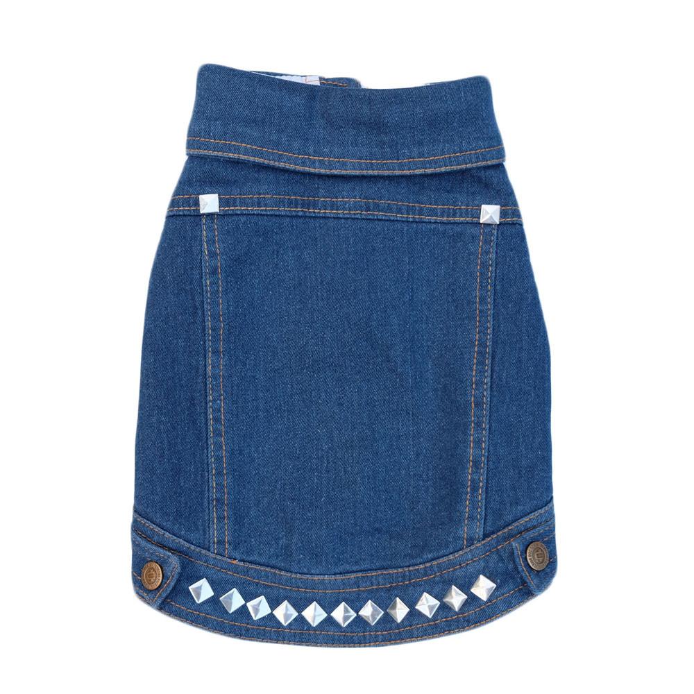 Denim dog vest for metal dogs and punk dogs