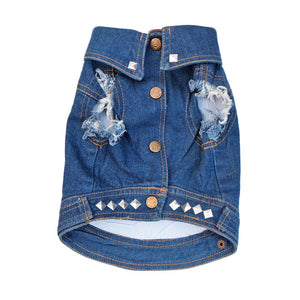 Denim dog vest with studs by Pethaus