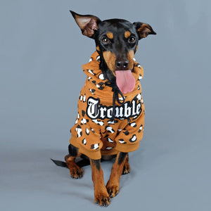 Leopard print dog hoodie, personalised dog hoodie, tan dog hoodie, Pethaus, Custom dog hoodie, dog sweatshirt, Pethaus, designer dog coat, dog coat
