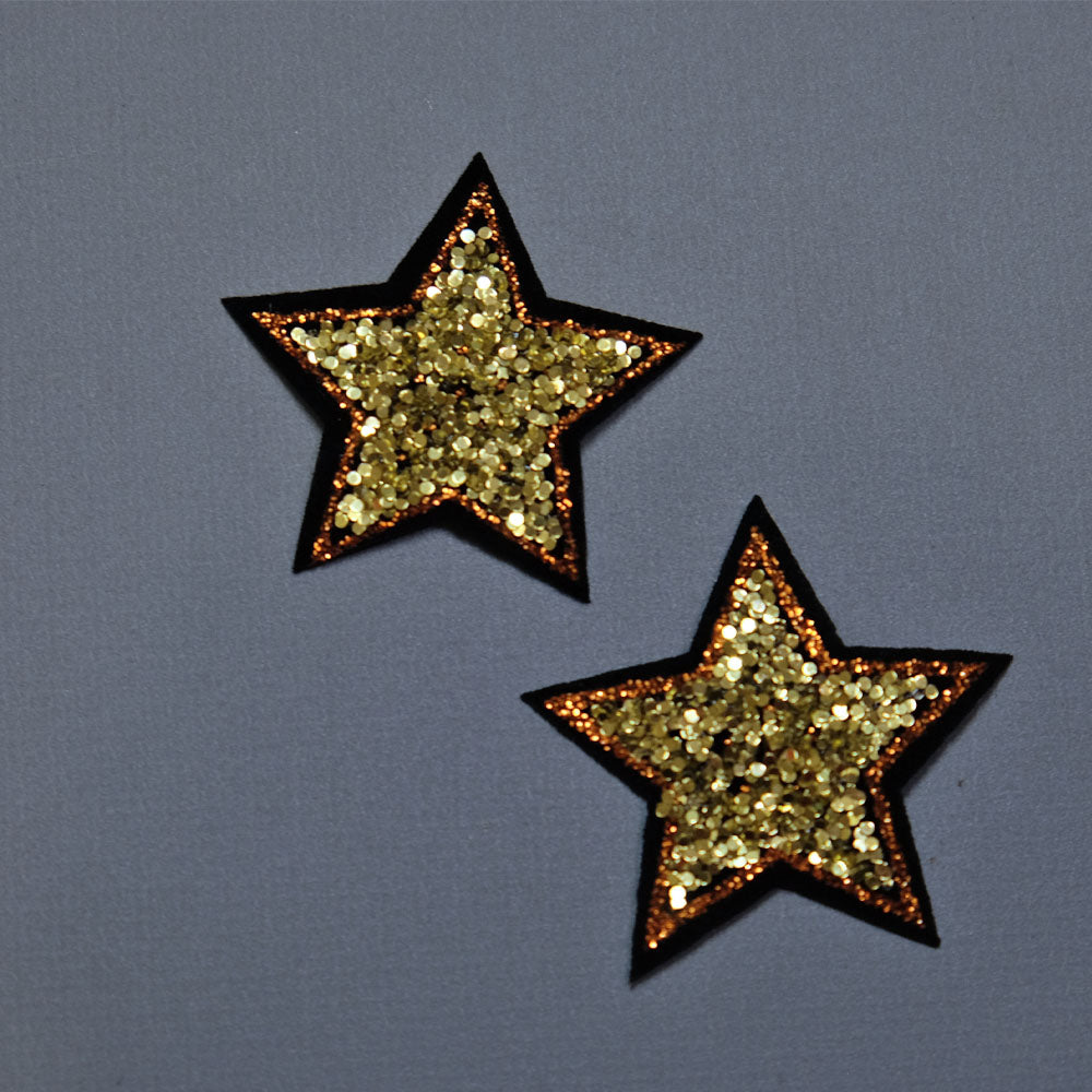 gold star embroidered patch, glitter star patch, dog patch