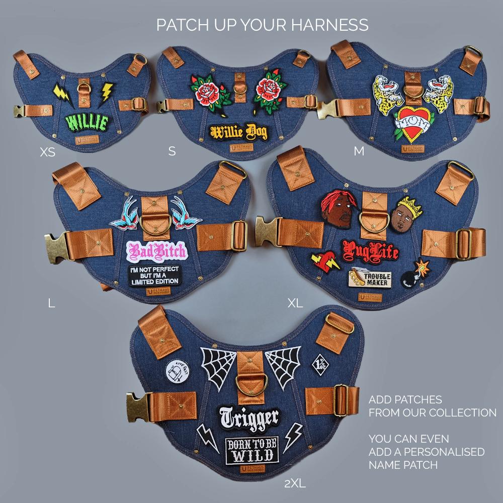 dog harness, denim dog harness, dog harness australia, no pull dog harness, easy fit dog harness, pethaus