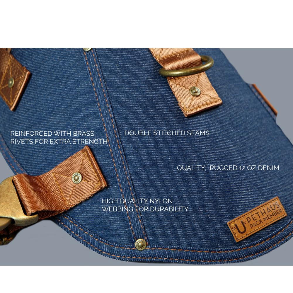 dog harness, denim dog harness, dog harness australia, no pull dog harness, easy fit dog harness, pethaus