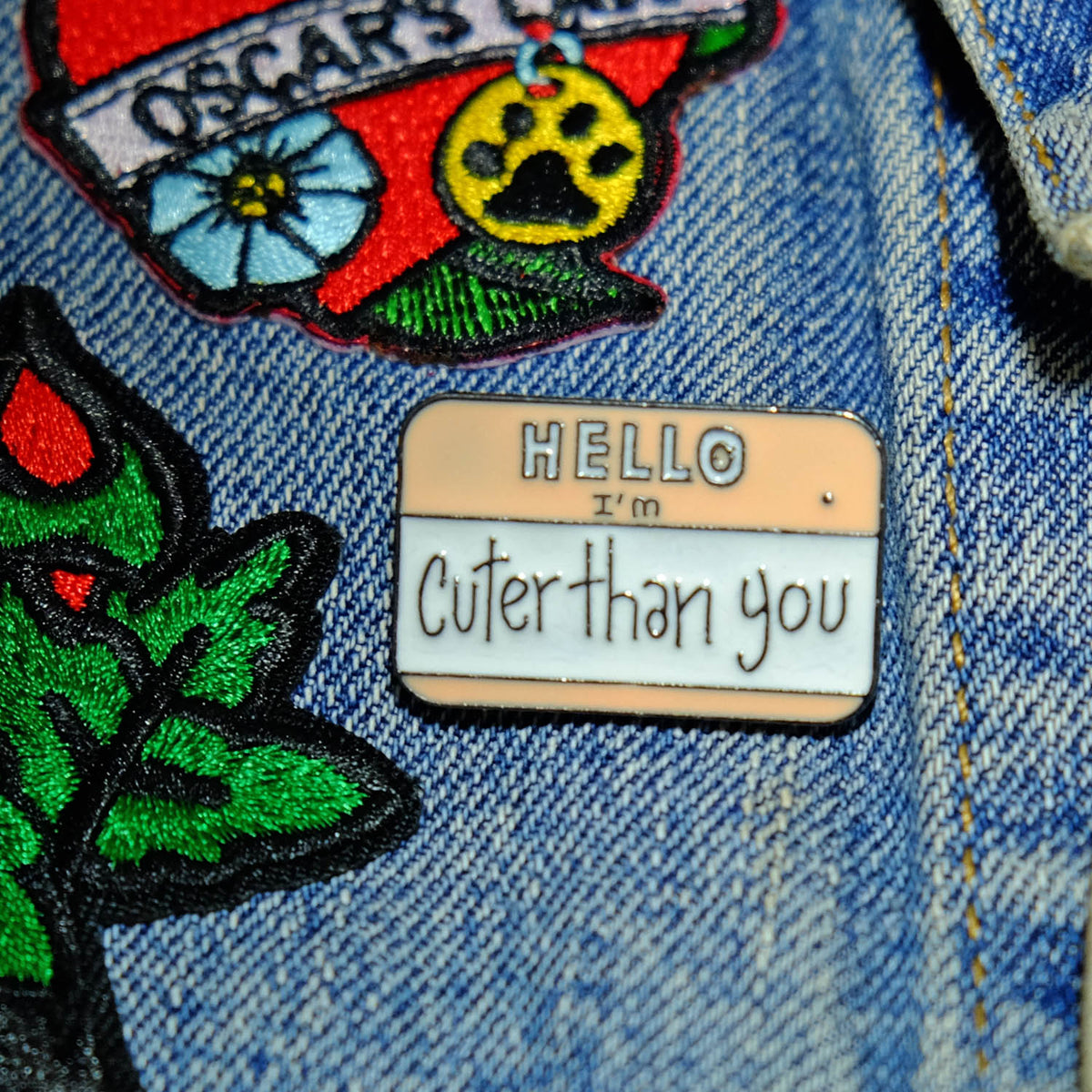 Hello I'm cuter than you enamel pin, dog pin, dog gift