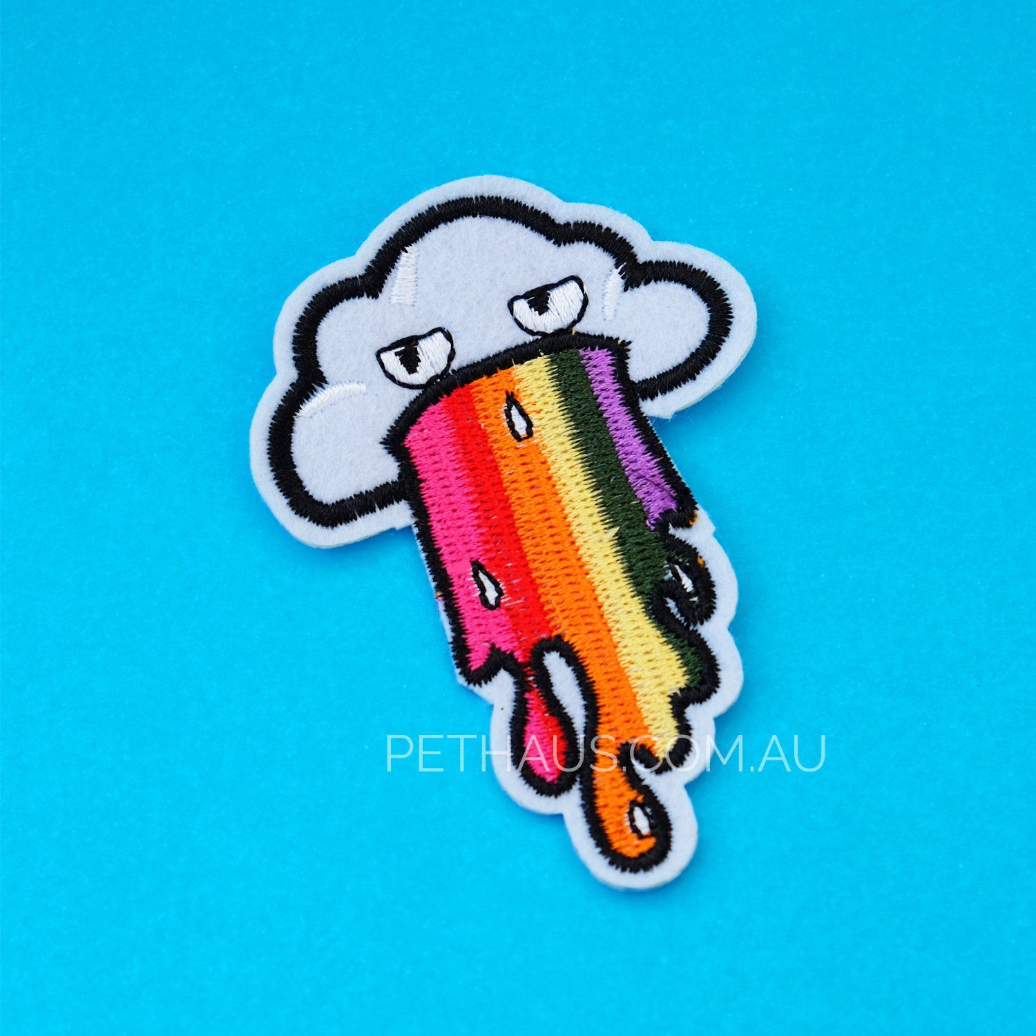 Puking rainbows embroidered patch, cute embroidered patch, rainbow embroidered patch