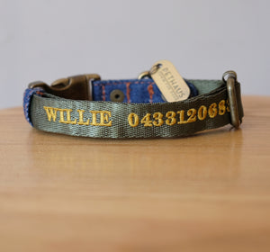 Personalised dog collar with embroidered name and phone number, Australian made dog collar, id dog collar